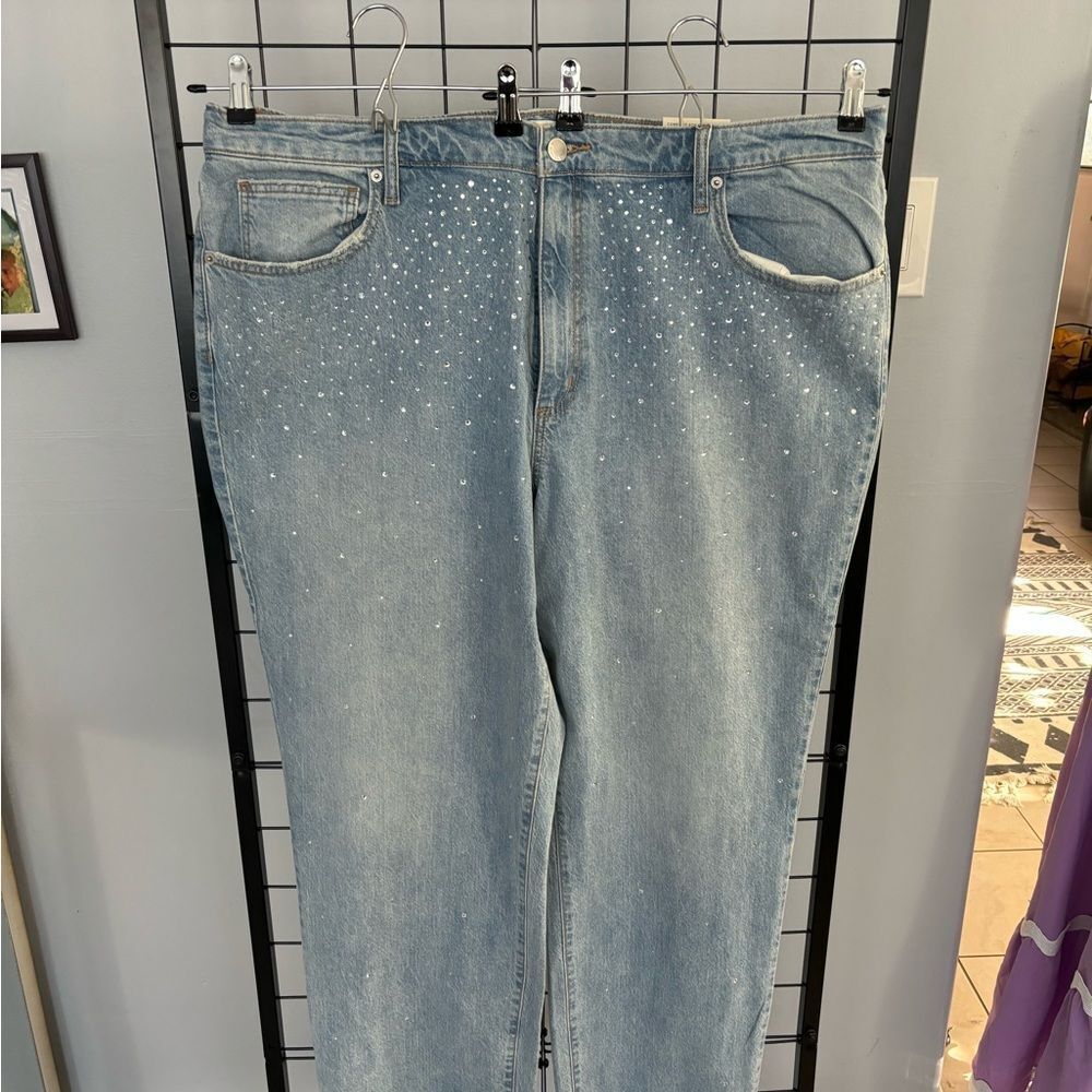 Universal Thread High Rise 90s Straight Leg Rhinestone Jeans NWT - Picture 1 of 14